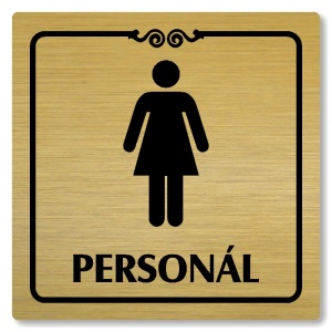 WC ženy personál, 118x118mm, zlatá, Texas